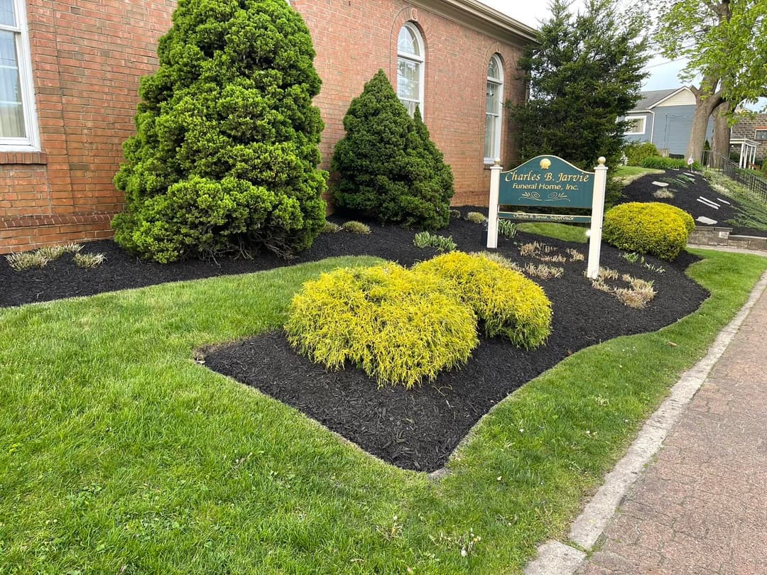 Lush landscaping featuring evergreen shrubs and colorful flowers at Charles B. Severin, Inc.